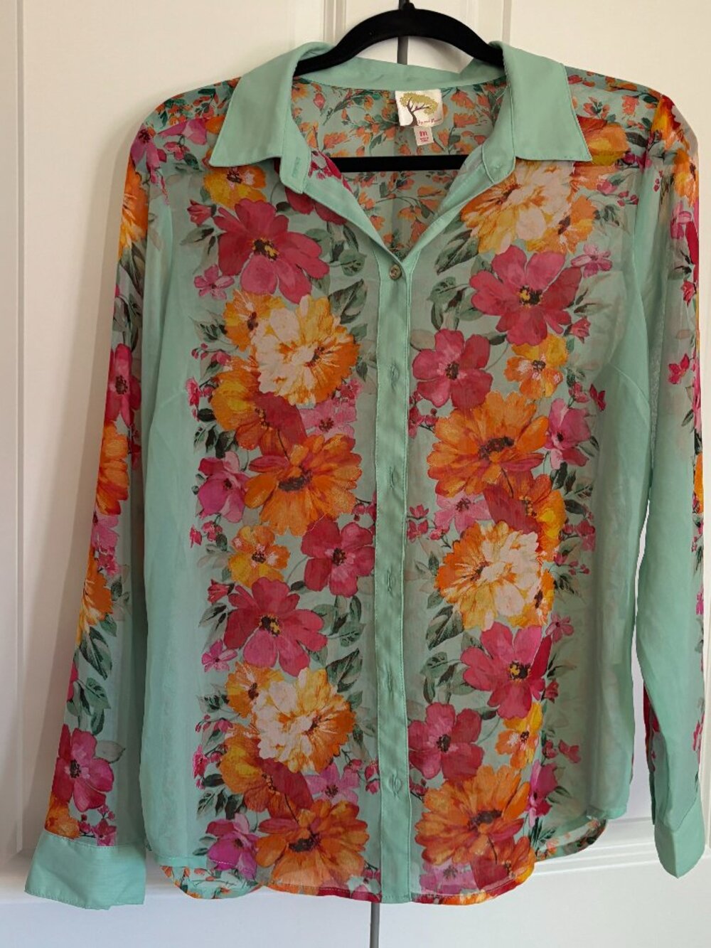 fig and flower Floral long sleeve button down spring pattern - M